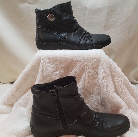 clark black leather boots